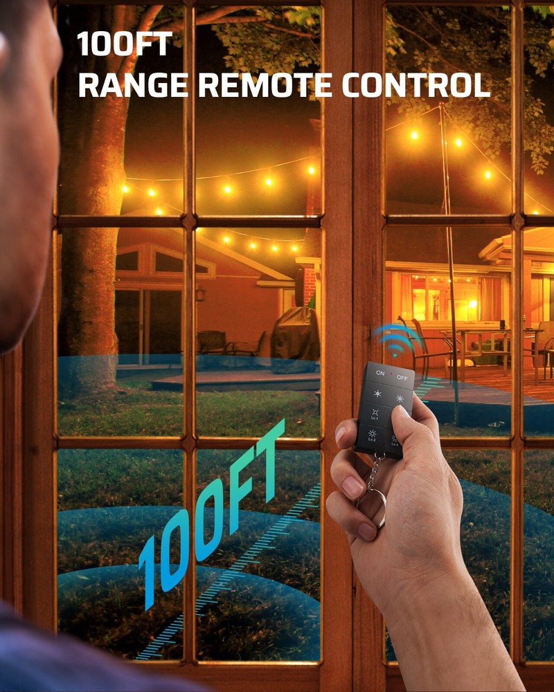 DEWENWILS Outdoor Dimmer for String Lights, 125V, 100FT Remote Control Range,
