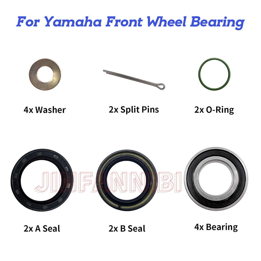 Front Wheel Bearings Seals Kit w/ Washers for Yamaha Kodiak 400 YFM400 1993-2006