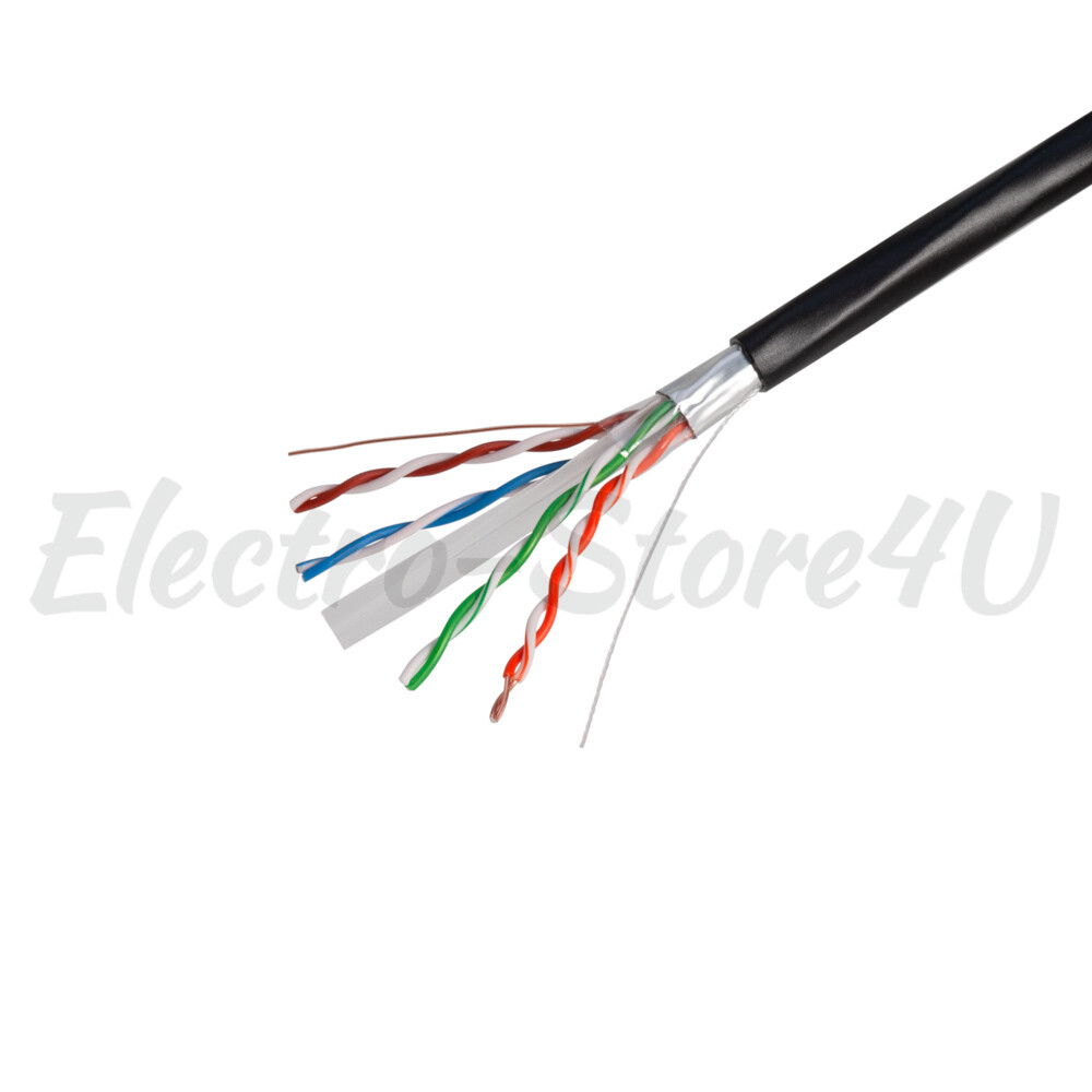 Shielded 1000ft Outdoor Cat5e Cat5 Ethernet Cable FTP Solid UV Direct Burial LAN