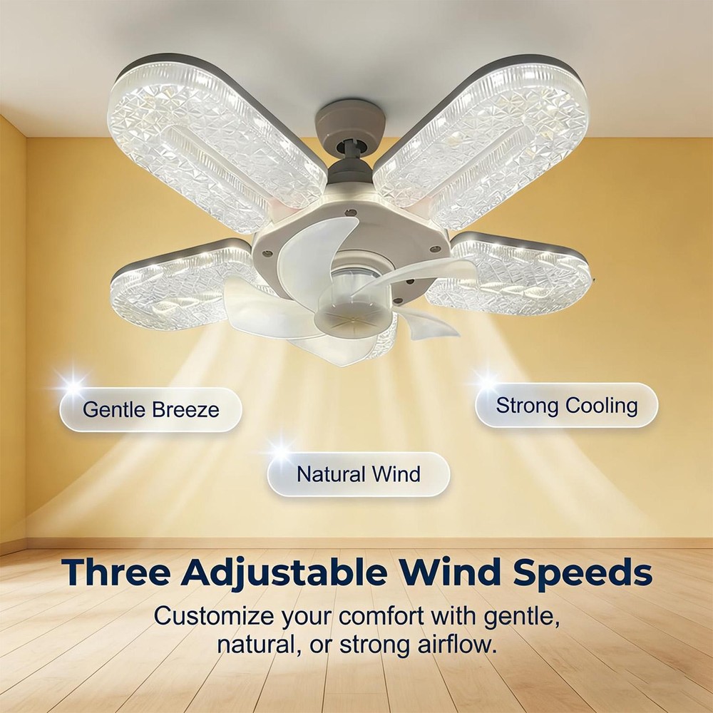Crystal-Effect LED 5-Blade LED Fan Light,Crystal Fan Light with Dimmable LED