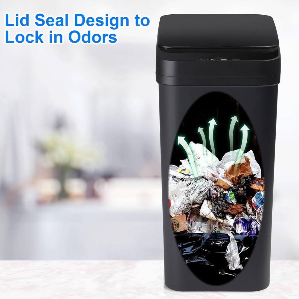 Anborry Bathroom Automatic Trash Small, 2 Pack 2.2 Gallon & Black
