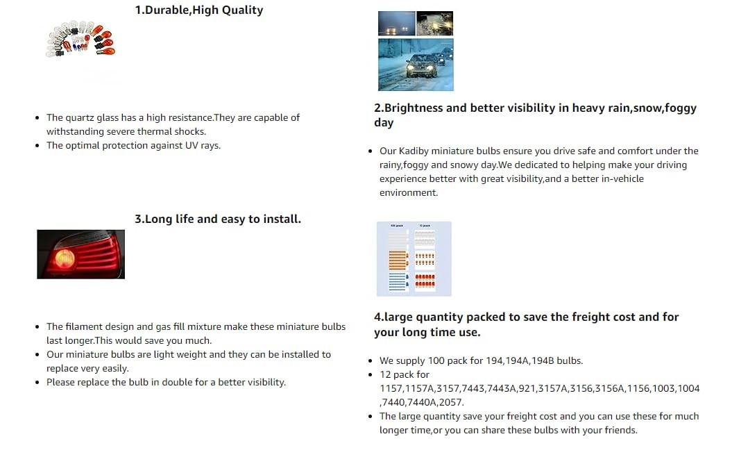 3157NA 4157NA Bulb Amber Turn Signal Parking Daytime Running Light 12V