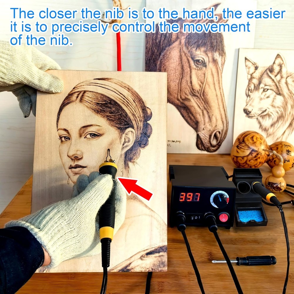 Wood Burning Kit Adjustable Temperature Pyrography Pen Tool Set for Crafts