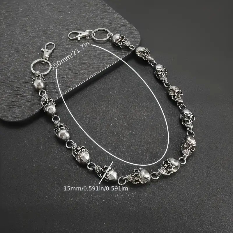 Silvery Skull Jeans Chain Hip Hop Punk Waist Chain Men's Accessories Alloy