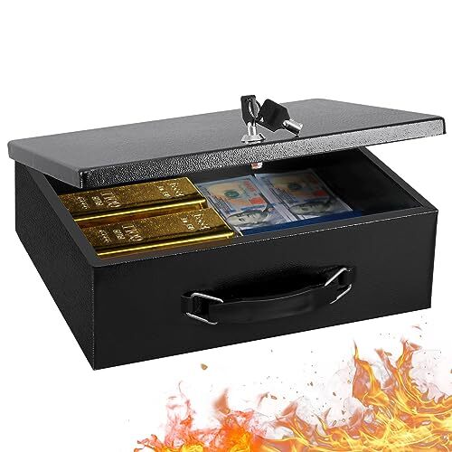 KYODOLED Fireproof Document Box with Key Lock Large Safe Storage Box for