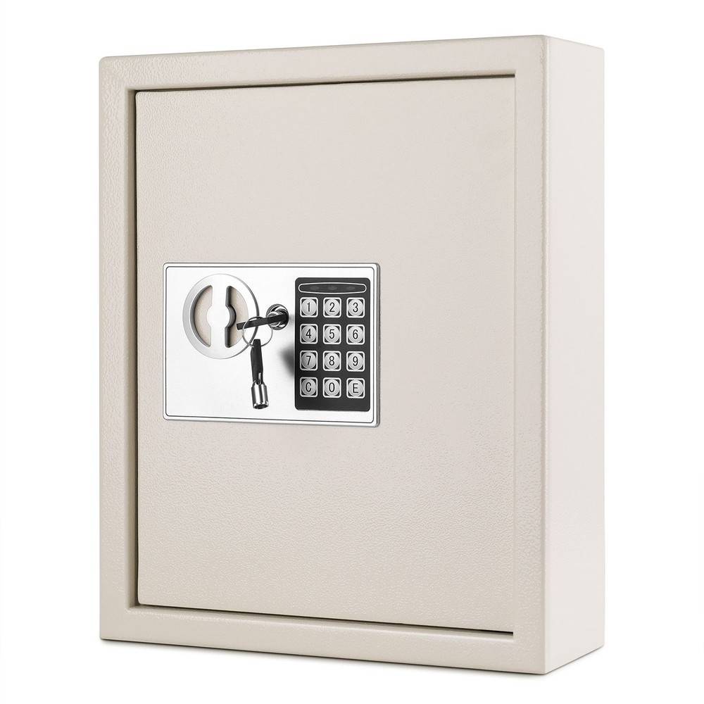 Key Cabinet Digital Lock (Gray), Wall Mounted 40 Key Security Box Storage Safe