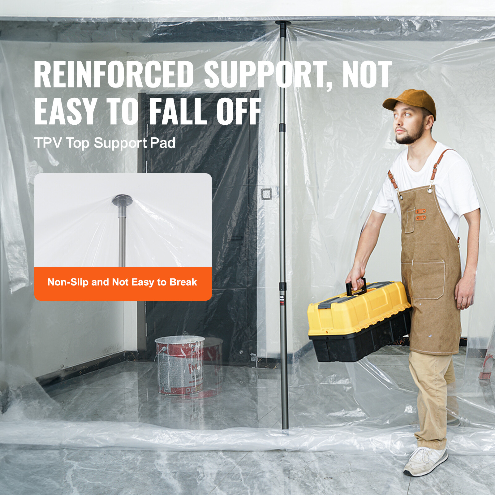 VEVOR Dust Barrier Poles 10 Ft with Four Telescoping Poles Dust Barrier System