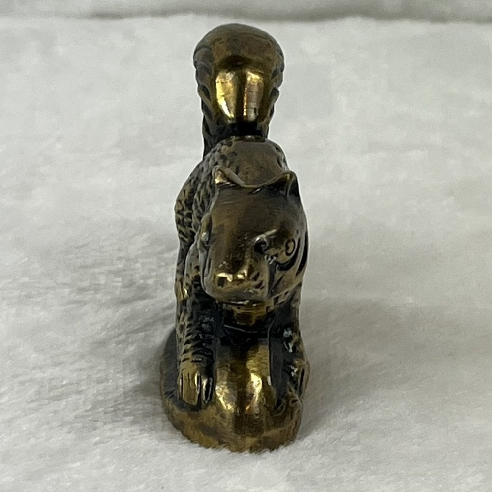 Vintage Solid Brass Squirrel Figurine on Branch Small Animal Statue 4.5" Long