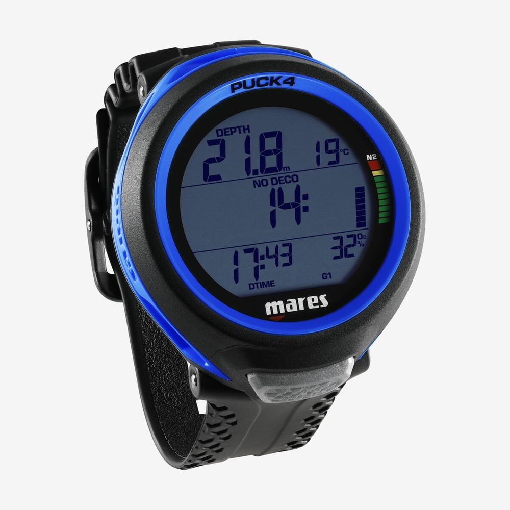 Mares Puck 4 Dive Computer Bluetooth Air Nitrox Easy-Read Display Black Blue