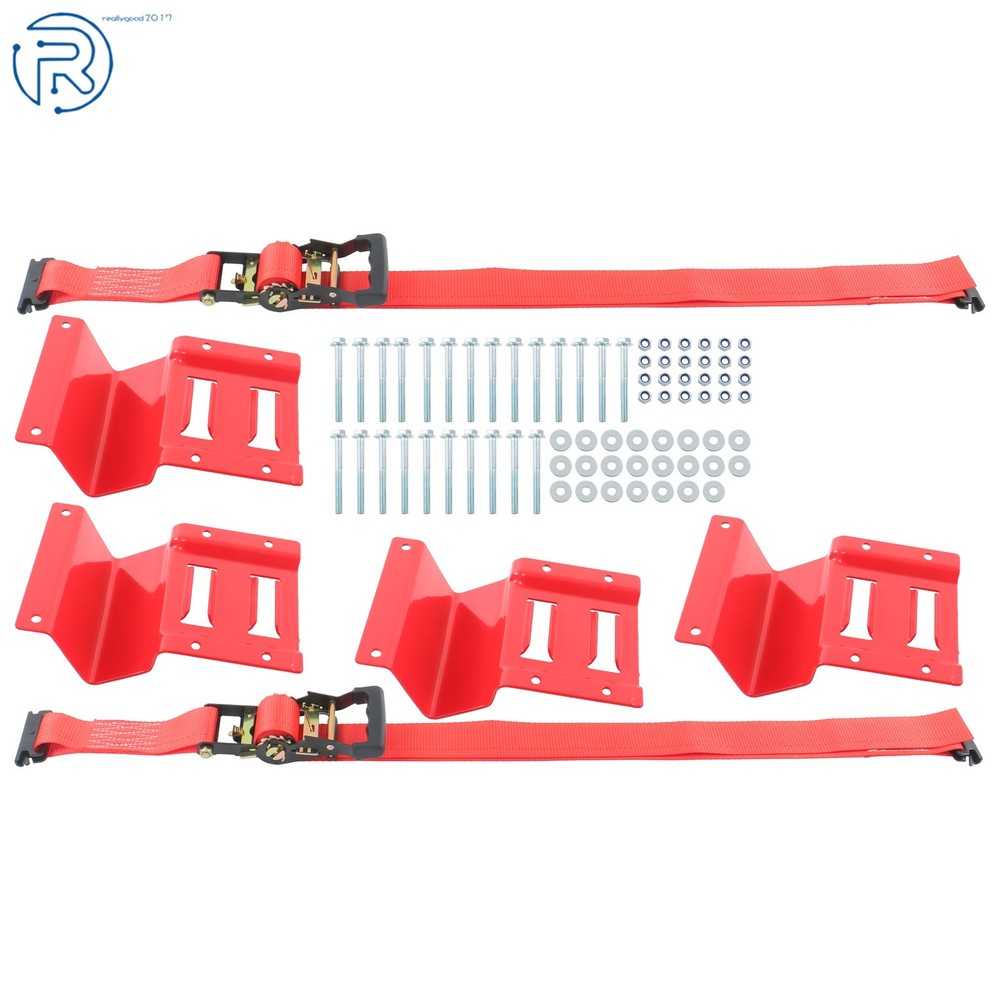 Durable E Track Wheel Chock System 8' Red Ratchet Tie Down Straps Secure Cargo