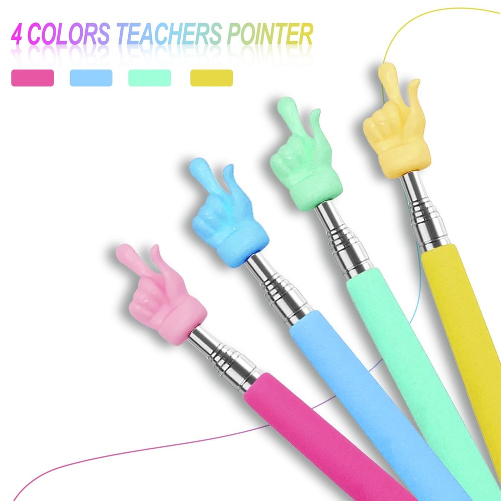 HungGato 4PCS Retractable Teacher Pointer for Classroom Kids Reading, Multi