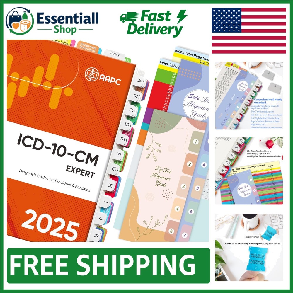 Upgraded ICD-10-CM 2025 Color-Coded Index Tabs Set - Waterproof & Durable