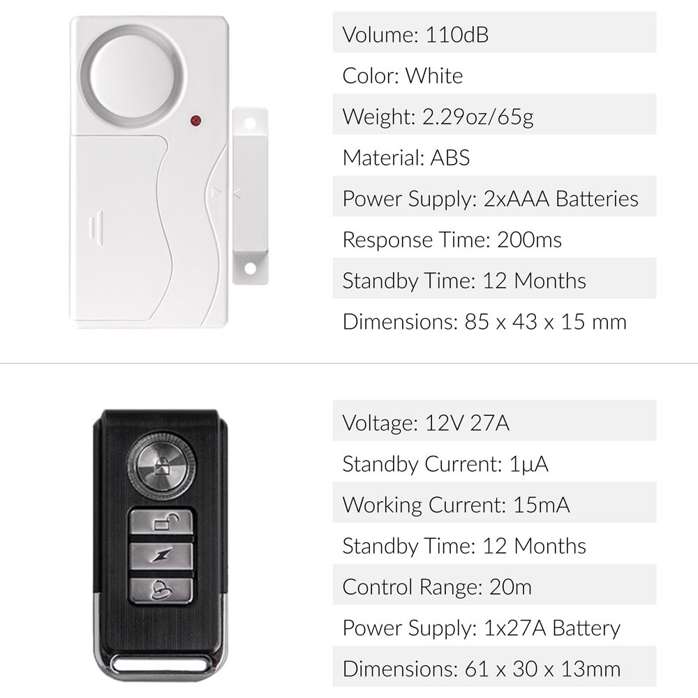 Door Window Magnetic Sensor Home Security Alarm with 3 Wireless Remote Control