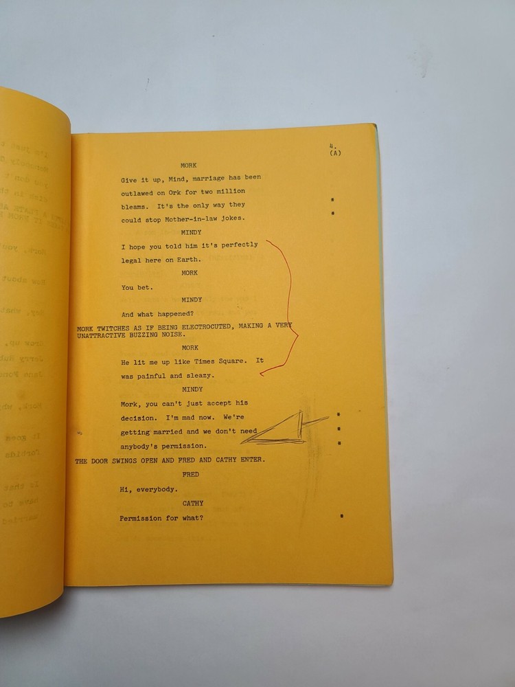 MORK & MINDY / 1981 TV Script, Conrad Janis & Robert Donner "The Wedding"