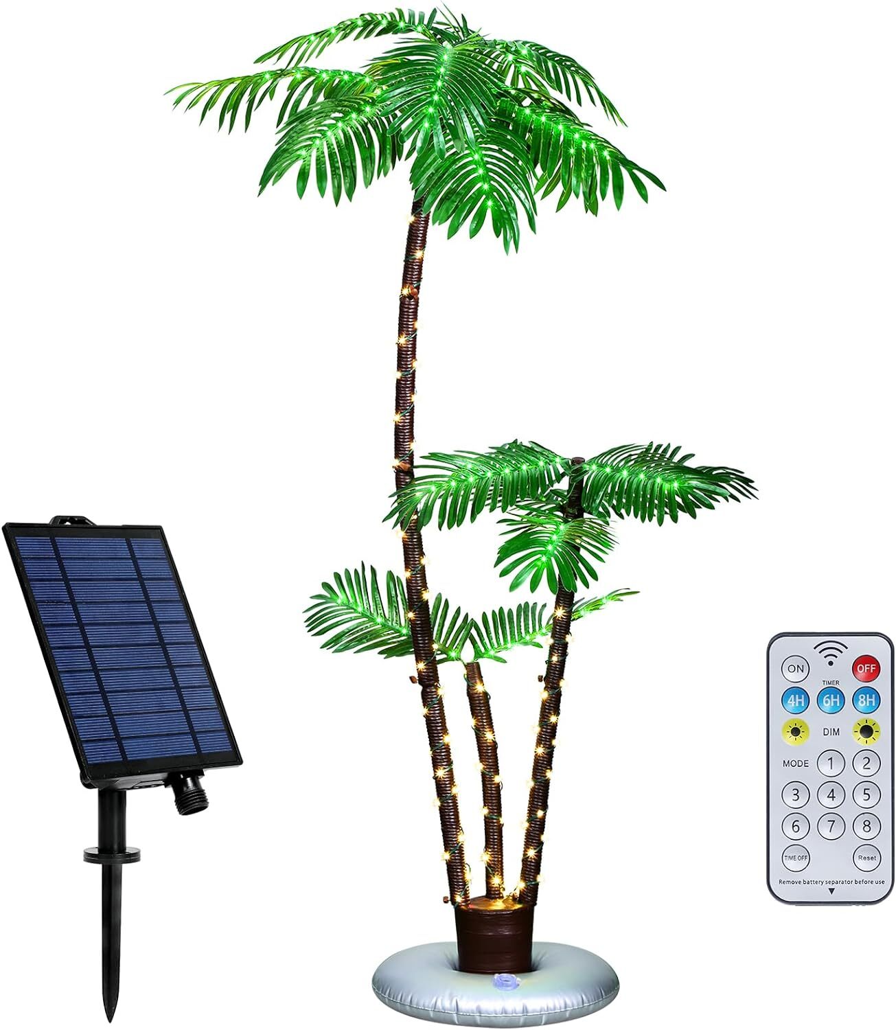 6FT LED Solar Lighted Artificial Palm Tree, Outdoor Christmas Yard Pool Decor