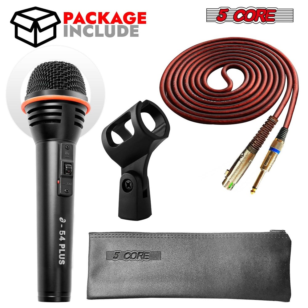 5Core Microphone 3Pc Dynamic Metal Mic Karaoke Singing XLR Handheld Microfono