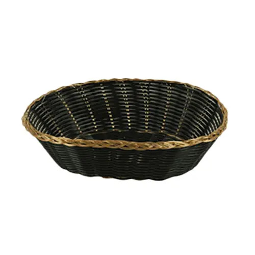 Thunder Group PLBB900G 9-1/4"x7"x2-1/4" Black Plastic Woven Stackable Basket