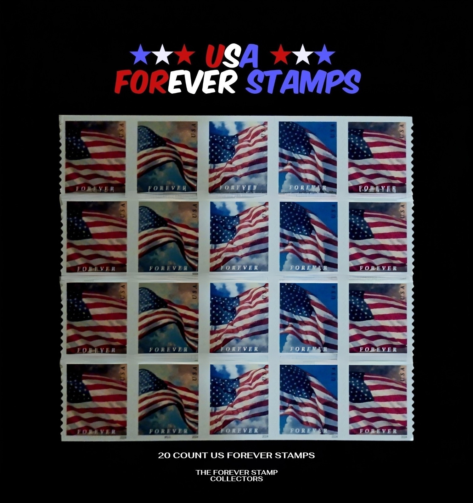 20 Forever Stamps, US Postage Stamps, Forever Postal Stamps, USPS Forever Stamps