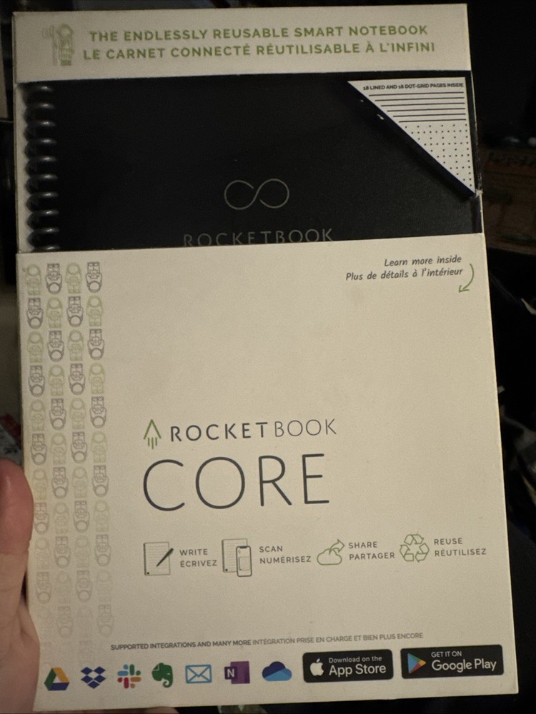 Rocketbook CORE Smart Notebook Writing Pad, Dot Grid 6"x8.8" 36 Sheets - Black
