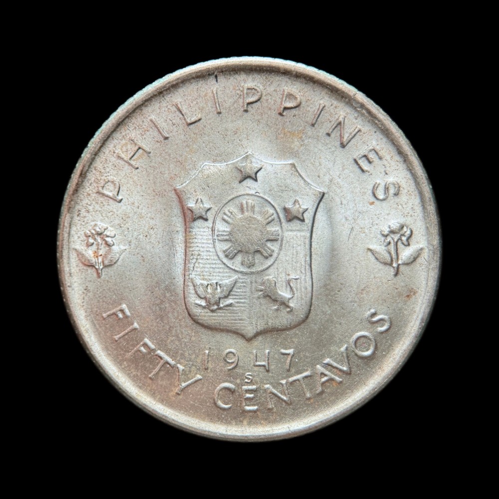 PHILIPPINES. 1947, 50 Centavos, Silver - Gen MacArthur, 13