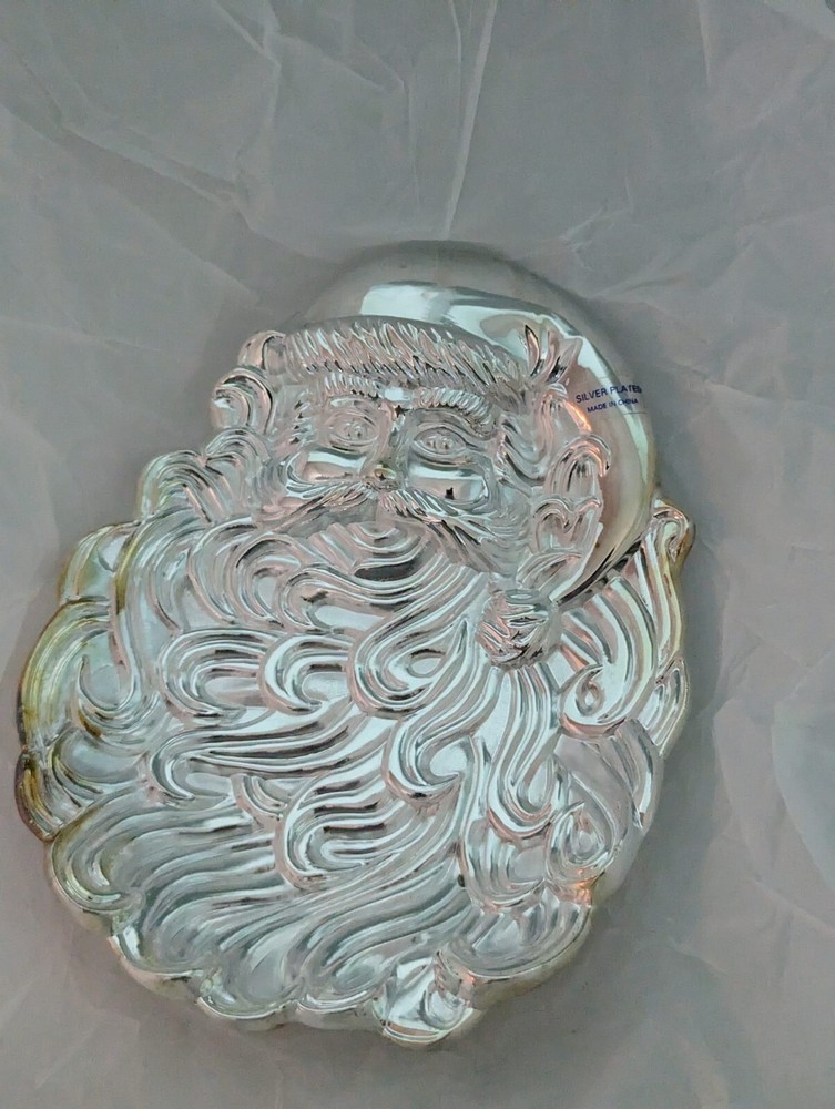 Santa Candy Dish With Original Box Wm. Rogers Vintage Classic Silverplate
