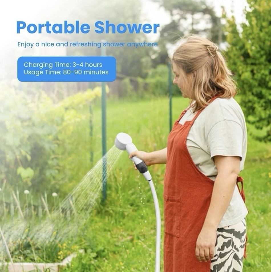 Ann Katy Portable Camping Shower Set Outdoor Camp Electric Pump Rechargeable NEW