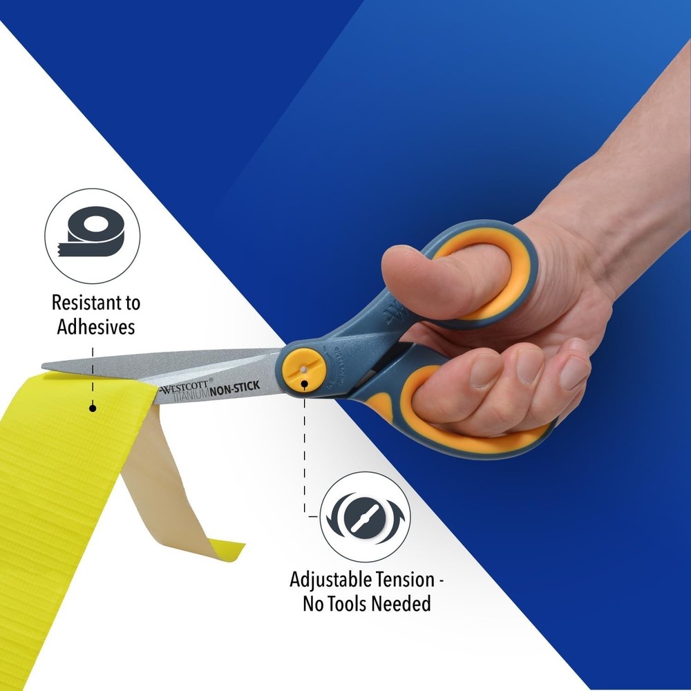 Titanium Glide Adjust Scissors - 6-Pack Grey/Yellow