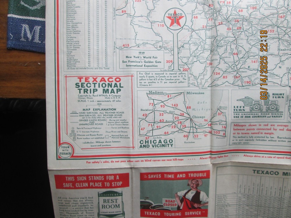 Michigan texaco touring map 1938