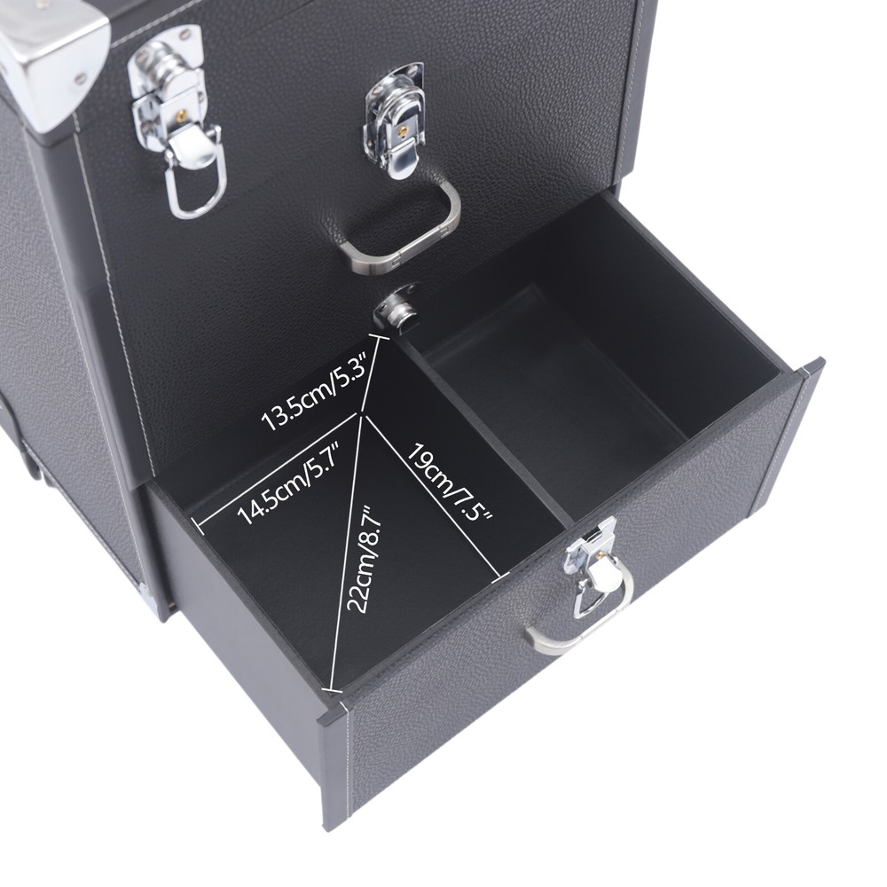 3-Tier Rolling Makeup Train Case Nail Polish Storage Box Organizer Cosmetics BOX