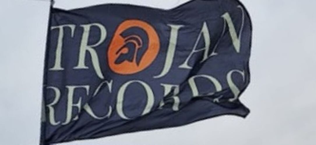 Trojan Large Blue Flag 5FT x 3FT Camping Rallies Music Skinhead Ska FREE P&P