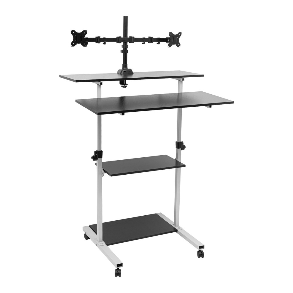 Mobile Standing Desk Adjustable Height Computer Rolling Laptop Cart Work Table