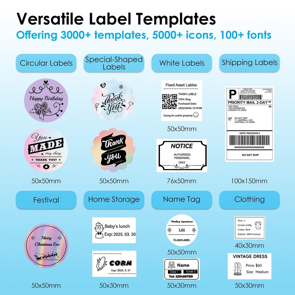 Shipping Thermal Label Printer, 4x6 Portable Label Printer, Bluetooth Label M...