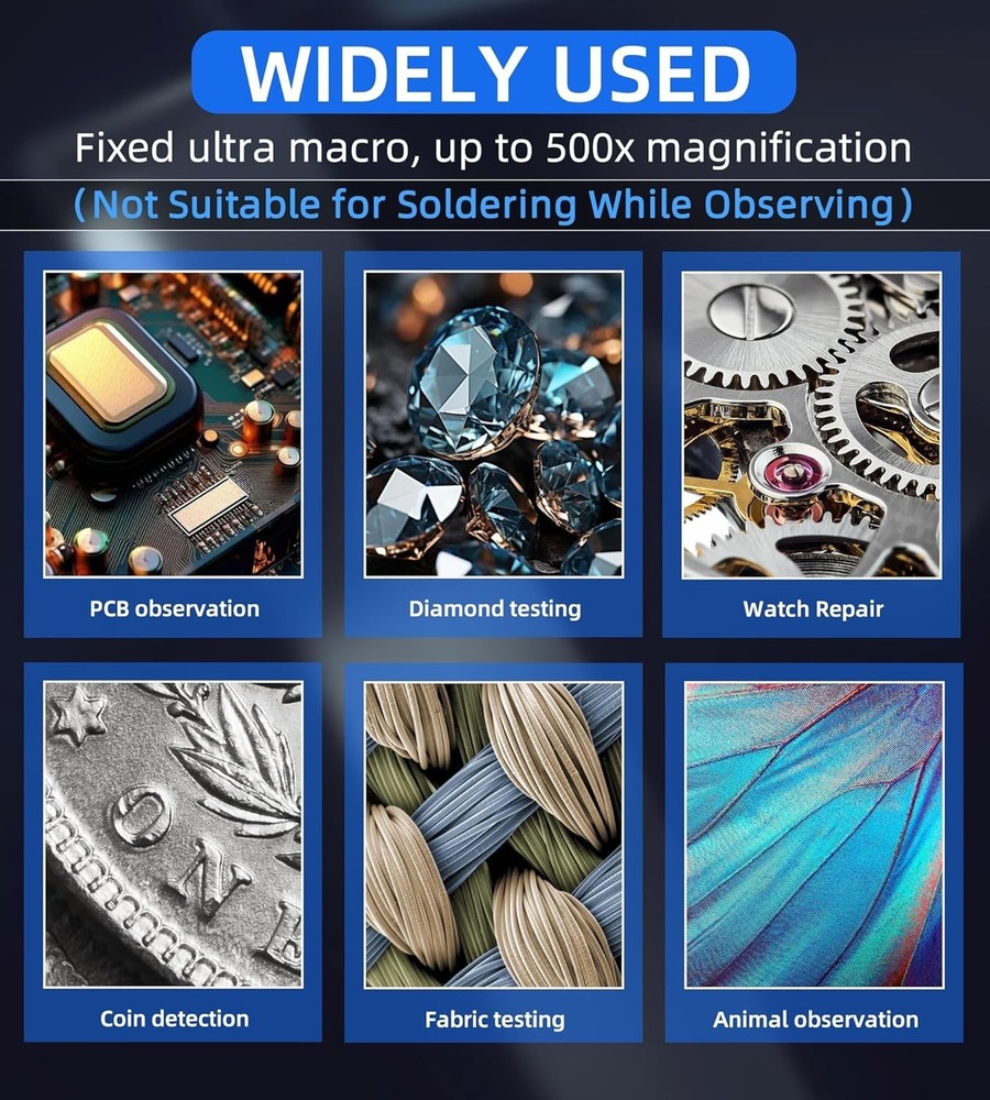 Portable Handheld Microscope - 200W HD Camera, 500x Magnification & Rechargeable