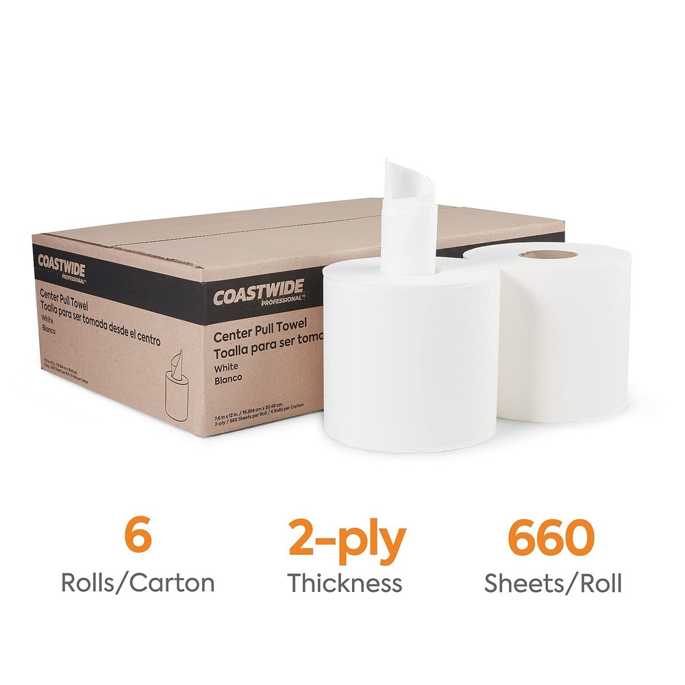 Coastwide Professional Centerpull Paper 6 Rolls (660 Sheets each), white