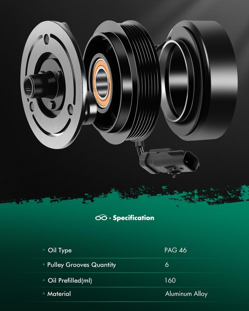 AC Compressor with Clutch for 2007-2008Compatible for Ford Nitro