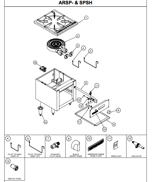 American Range A14007 BURNER,THREE RING ASSEMBLY (OEM)