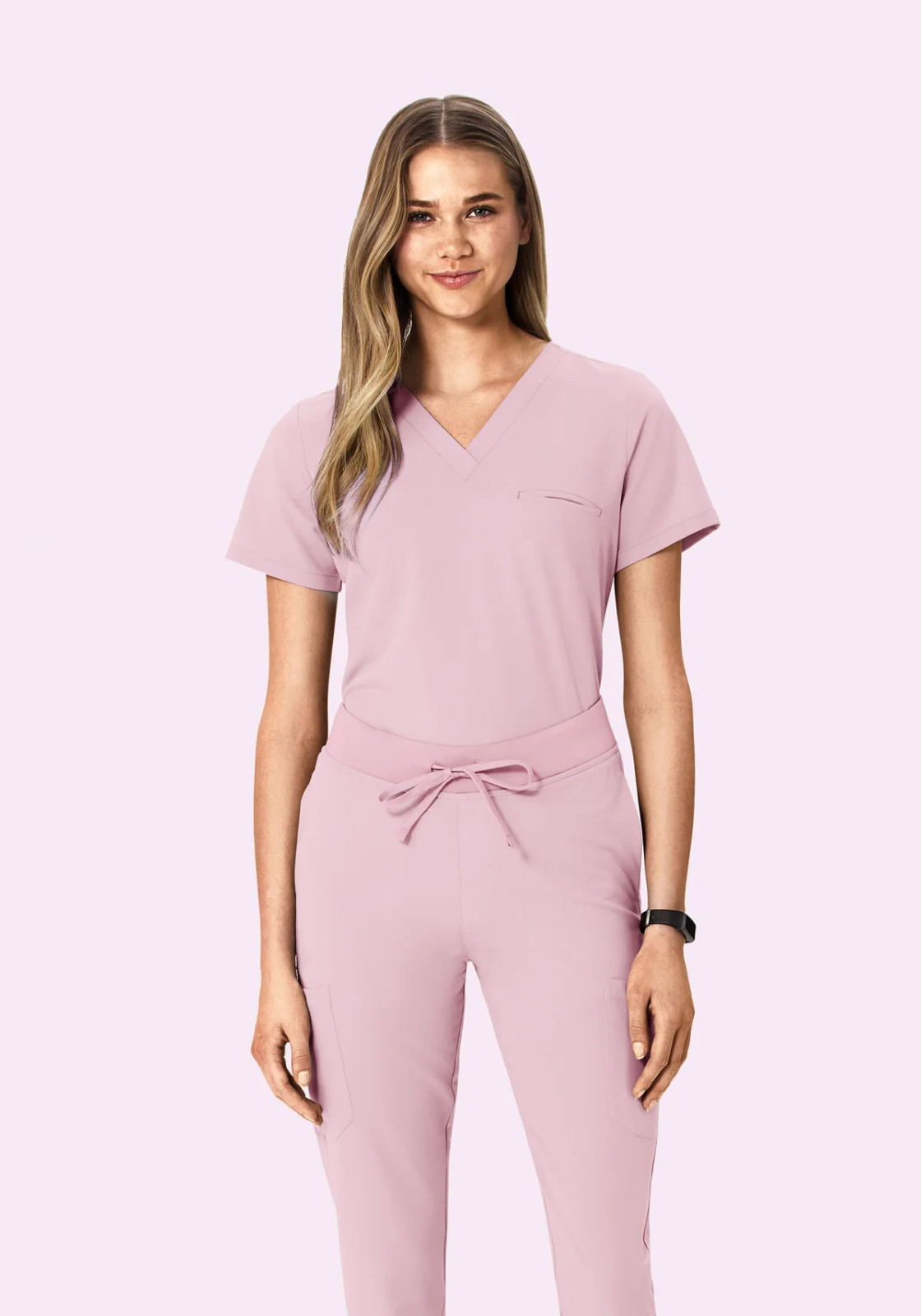 Mandala Scrub Set- Pink Pearl 1 Pocket Top + Joggers Size Small