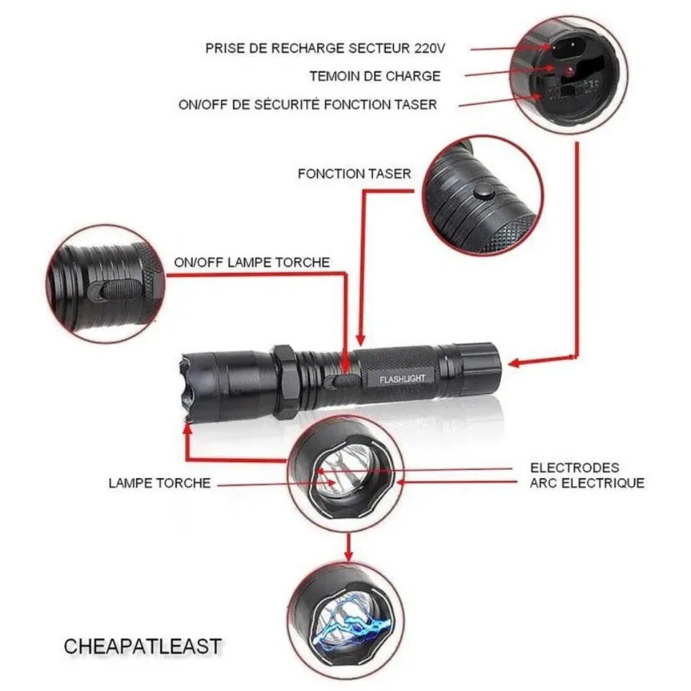 Stun Gun 700 BV Heavy Duty Metal Rechargeable LED Flashlight