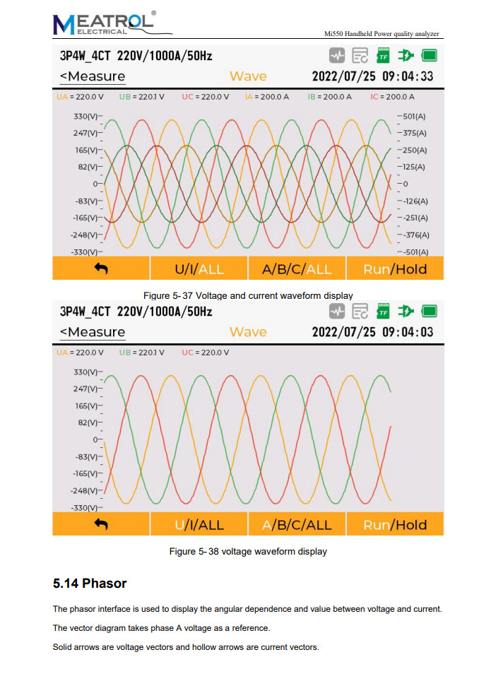 Mi550 Handheld Three phase Power quality analyzer + Harmonic + waveform record