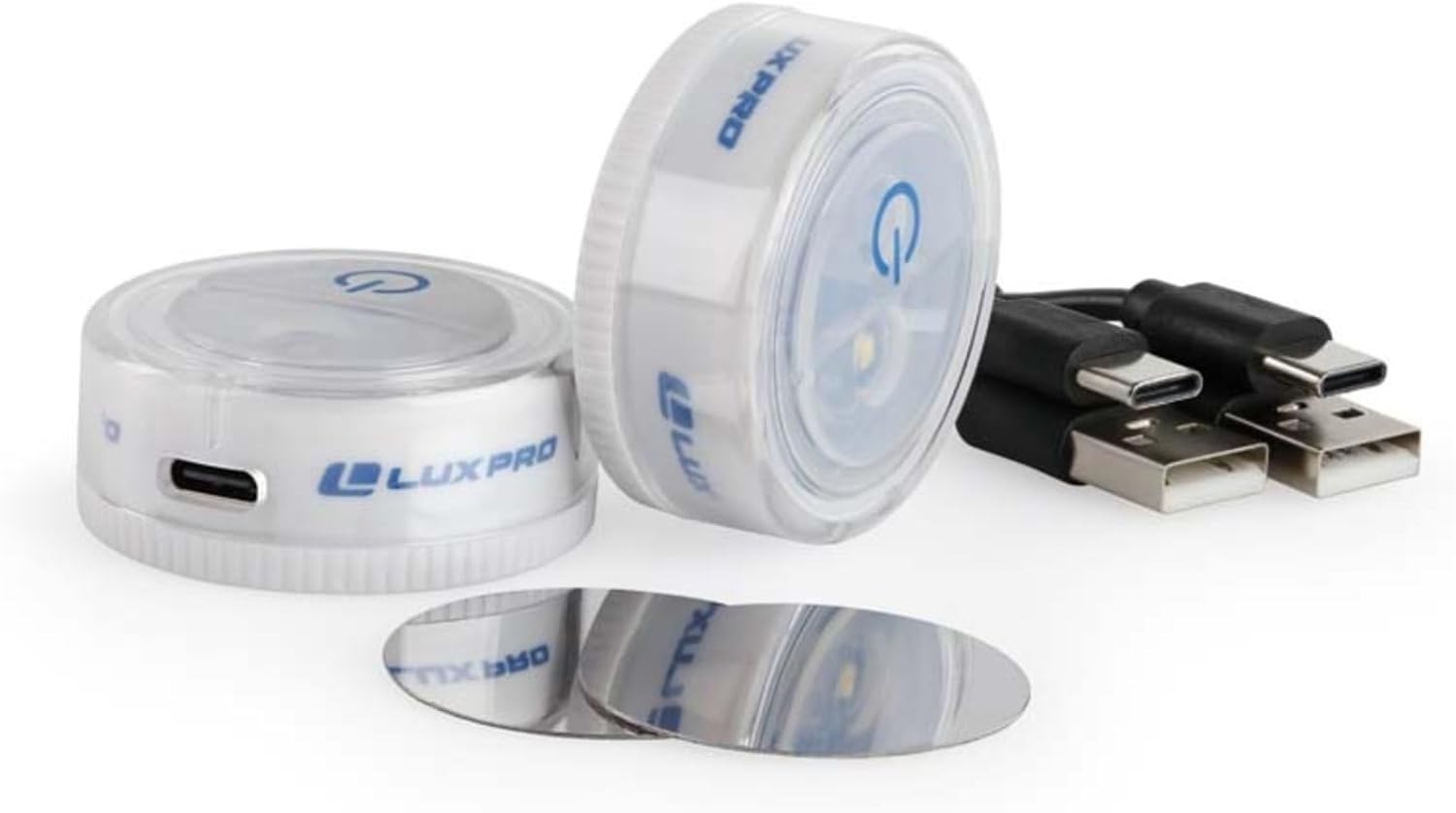 LUXPRO Waterproof Micro LED Rechargeable Puck Lights - Mini Puck Lights - 2 Pack