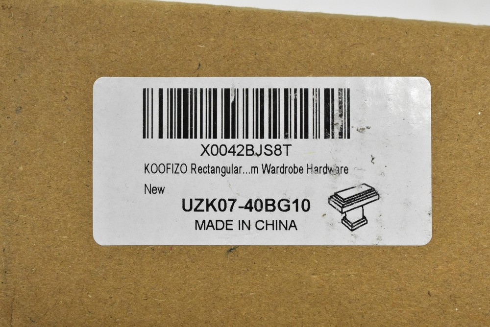 KOOFIZO Rectangular Cabinet Knobs 10 Pack Brushed Brass Cabinet Drawer Hardware