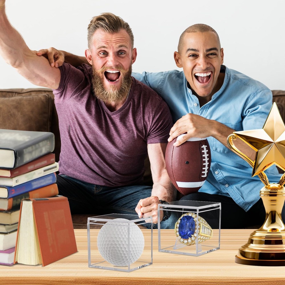 2 Pack Clear Acrylic Championship Ring Display Case, 2-Pack,