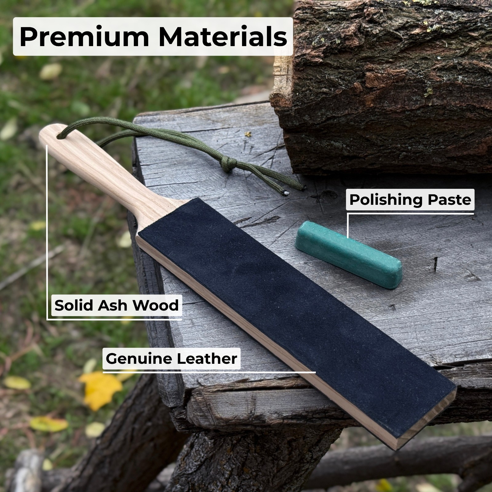 Double Sided Leather Sharpening Strop Knife Tool Honing Paddle Polishing Paste