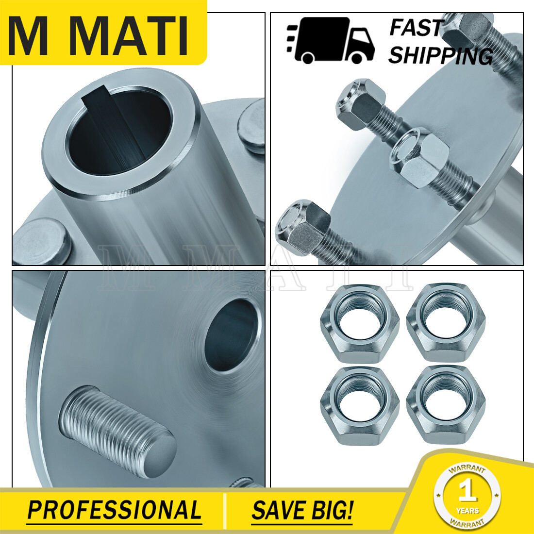 For Go Kart Live Axle Hub 4" x 4" Bolt Pattern Hub and 1" to 3/4" Axle Step Down