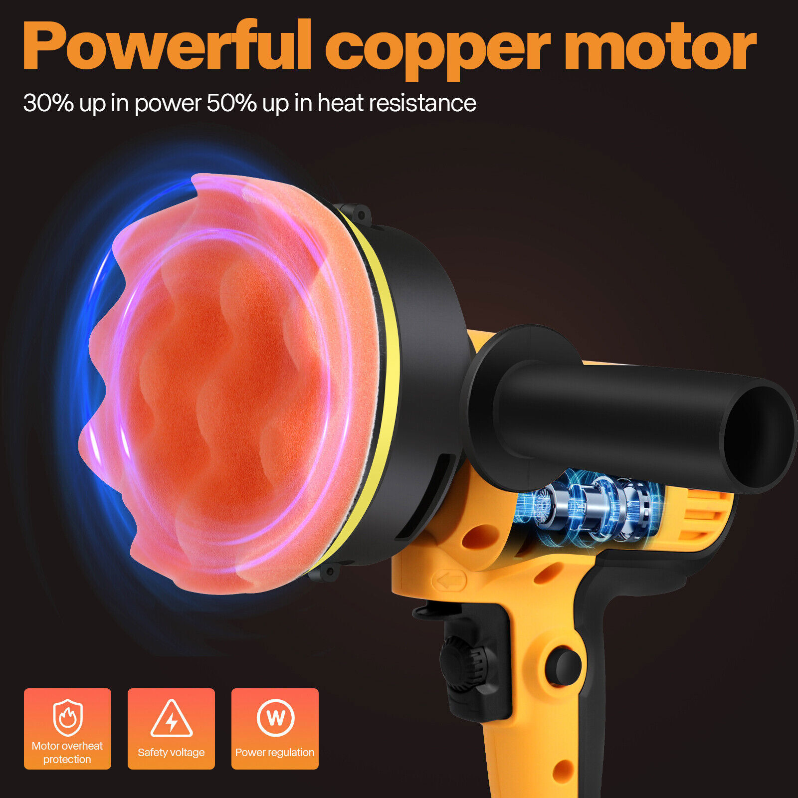 Electric Car Buffer Polisher Machine 800W, Multi-Speed Knob, with 5" Pad Bonnet