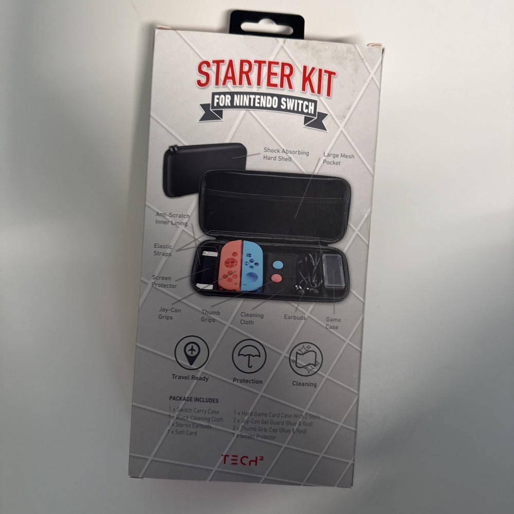 Tech2 Starter Kit For Nintendo Switch, Case, Grips, Earbuds, Accessories NEW