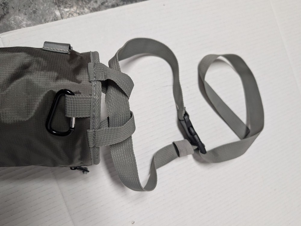 Climbing Chalk Bag Gray Drawstring Padded Fleece Liner Adjustable Shoulder Strap