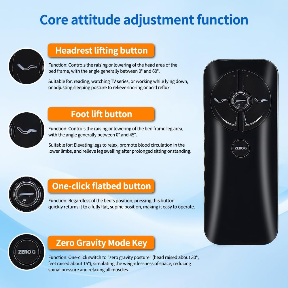 RF399A RF368B MC120TS Remote Replacement for Keeson Adjustable Bed Remote/Tempur