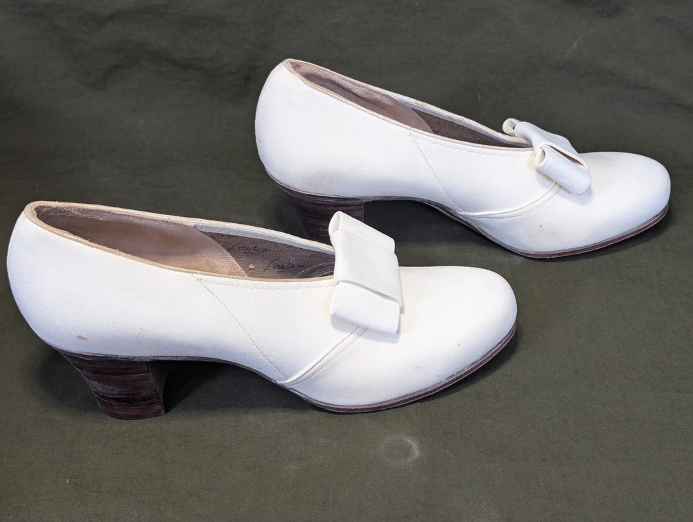WWII Women's White US Marine Corps Bow Pump Shoes in Box Uniform USMC WAVES 7