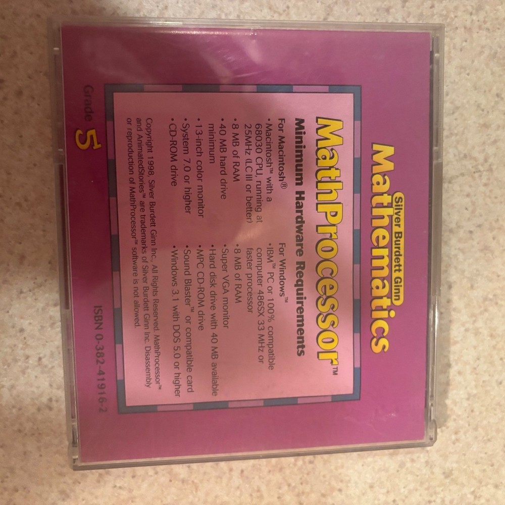 Silver Burdett Ginn Mathematics MathProcessor Grade 5 CD-ROM 1998 Mac Win V1.1